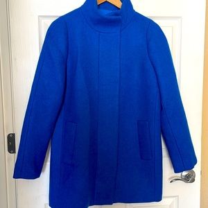 J Crew Mercantile Sapphire Blue Wool Pea Coat